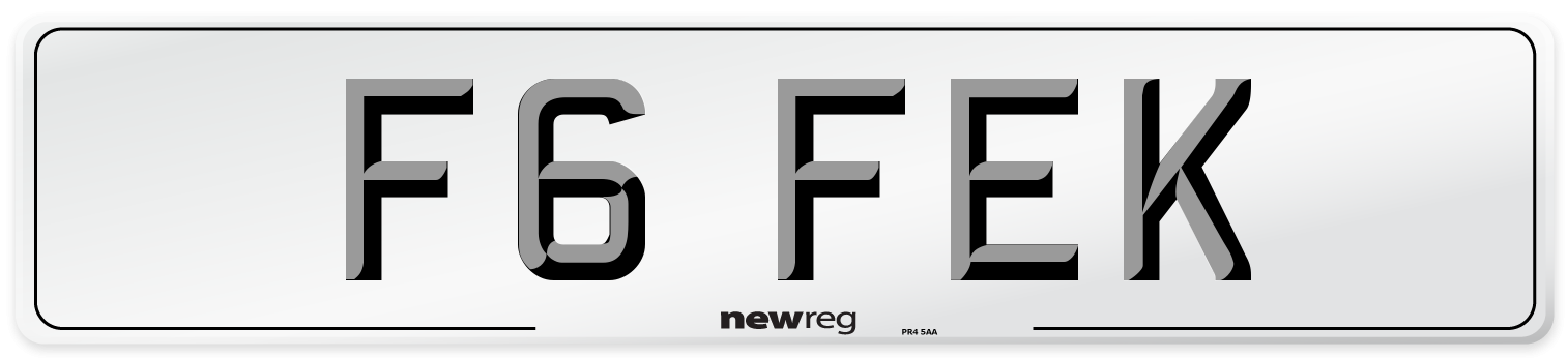 F6 FEK Number Plate from New Reg